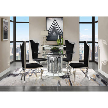 Noralie Dining Table Angular Cylindrical Base - Ornate Home