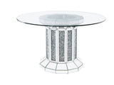 Noralie Dining Table Angular Cylindrical Base - Ornate Home