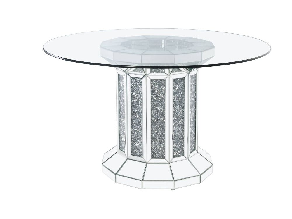 Noralie Dining Table Angular Cylindrical Base - Ornate Home