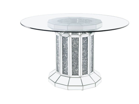 Noralie Dining Table Angular Cylindrical Base - Ornate Home