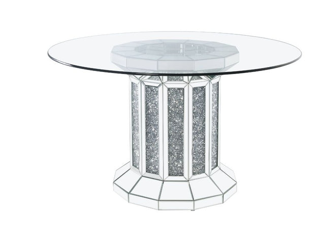 Noralie Dining Table Angular Cylindrical Base - Ornate Home