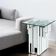 Noralie End Table Square (Layered Mirror Block) - Ornate Home