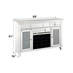 Noralie Faux Diamonds Door Wine Cabinet w/Led - Ornate Home