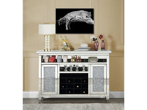 Noralie Faux Diamonds Door Wine Cabinet w/Led - Ornate Home