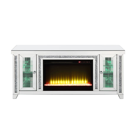 Noralie Full Side Panels Faux Diamonds TV Stand W/Fireplace - Ornate Home