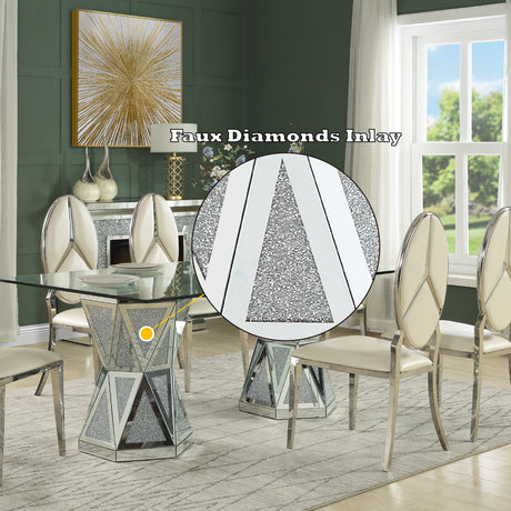 Noralie Glam Dining Table Hourglass Shape Double Base hexagon - Ornate Home