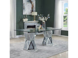 Noralie Glam Dining Table Hourglass Shape Double Base hexagon - Ornate Home