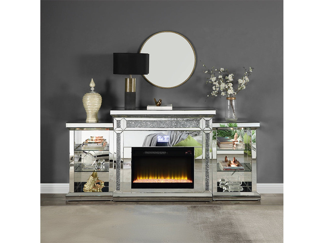 Noralie Glam Style LED Fireplace w/ Bluetooth - Ornate Home