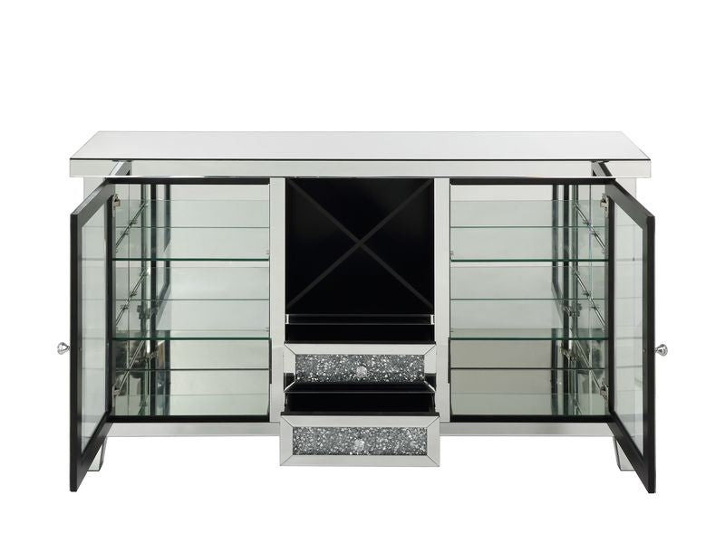 Noralie Glass Door Wine Cabinet w/Led - Ornate Home