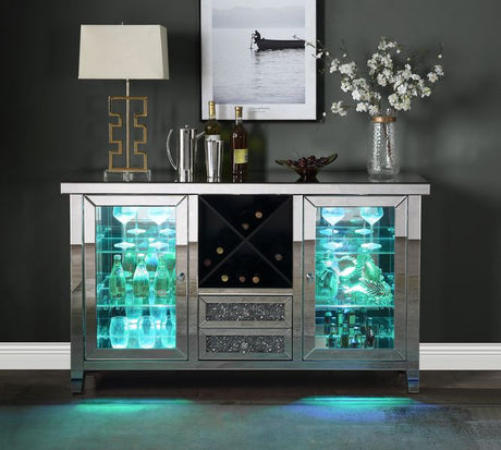 Noralie Glass Door Wine Cabinet w/Led - Ornate Home