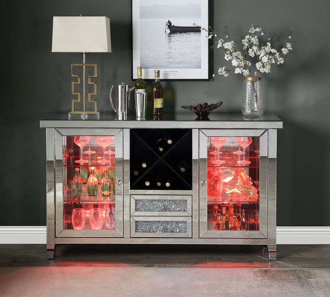 Noralie Glass Door Wine Cabinet w/Led - Ornate Home