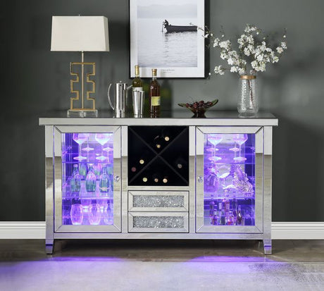 Noralie Glass Door Wine Cabinet w/Led - Ornate Home