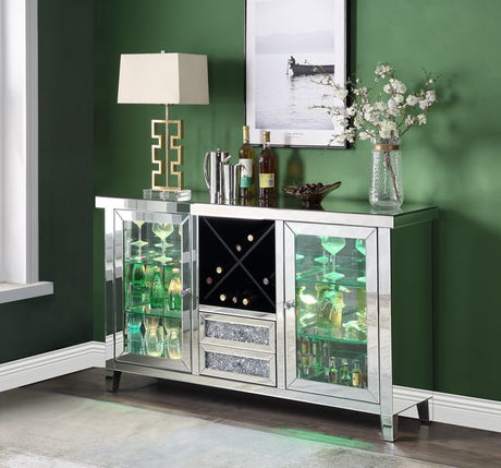 Noralie Glass Door Wine Cabinet w/Led - Ornate Home