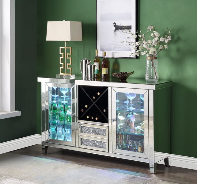 Noralie Glass Door Wine Cabinet w/Led - Ornate Home