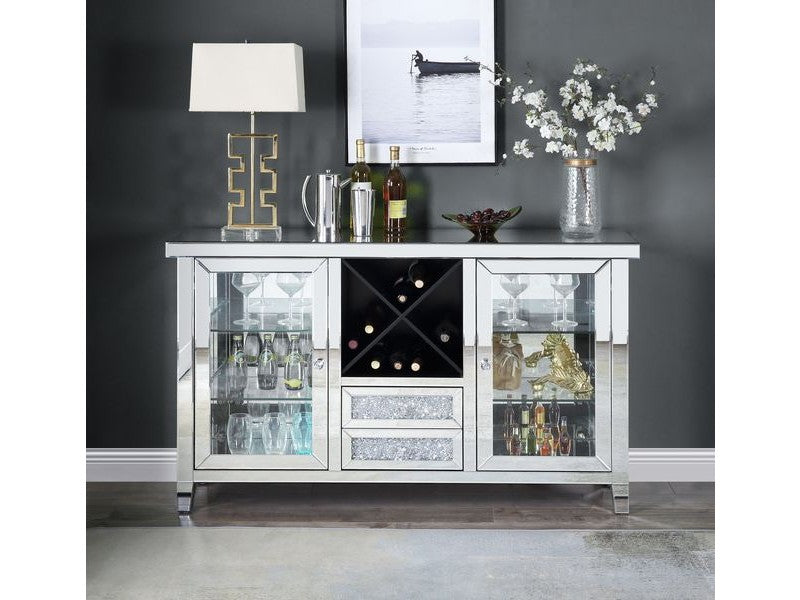 Noralie Glass Door Wine Cabinet w/Led - Ornate Home
