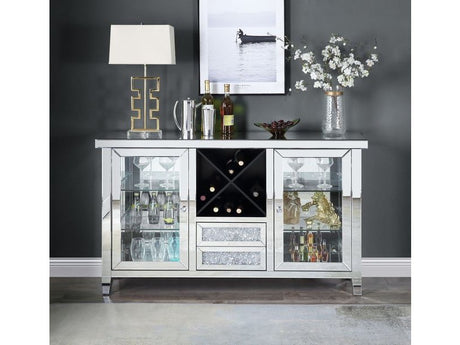 Noralie Glass Door Wine Cabinet w/Led - Ornate Home