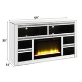 Noralie Layered Openings Faux Diamonds TV Stand W/Fireplace - Ornate Home