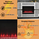 Noralie Mirrored & Faux Crystals Fireplace / Insert (48" W) - Ornate Home