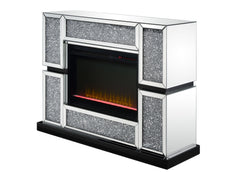 Noralie Mirrored & Faux Crystals Fireplace / Insert (48" W) - Ornate Home
