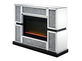 Noralie Mirrored & Faux Crystals Fireplace / Insert (48" W) - Ornate Home