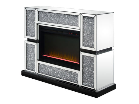 Noralie Mirrored & Faux Crystals Fireplace / Insert (48" W) - Ornate Home