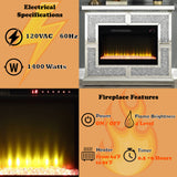 Noralie Mirrored & Faux Crystals Fireplace w/ Insert (41"W) - Ornate Home