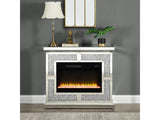 Noralie Mirrored & Faux Crystals Fireplace w/ Insert (41"W) - Ornate Home