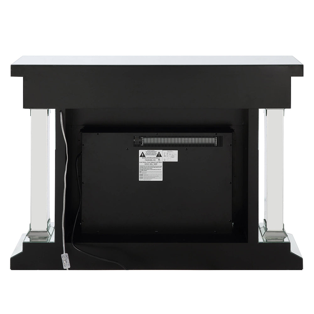 Noralie Mirrored & Faux Crystals Fireplace w/ Insert (47" W) - Ornate Home