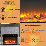 Noralie Mirrored & Faux Diamond Fireplace w/ Insert (47" W) - Ornate Home