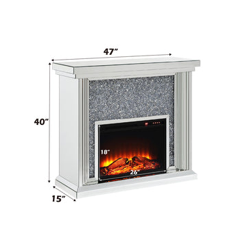 Noralie Mirrored & Faux Diamond Fireplace w/ Insert (47" W) - Ornate Home