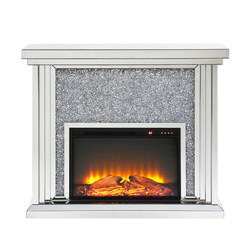 Noralie Mirrored & Faux Diamond Fireplace w/ Insert (47" W) - Ornate Home