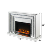 Noralie Mirrored & Faux Diamond Fireplace w / Insert (49" W) - Ornate Home