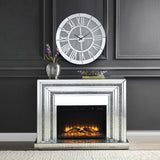 Noralie Mirrored & Faux Diamond Fireplace w / Insert (49" W) - Ornate Home