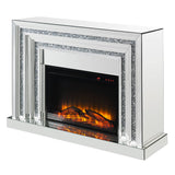 Noralie Mirrored & Faux Diamond Fireplace w / Insert (49" W) - Ornate Home