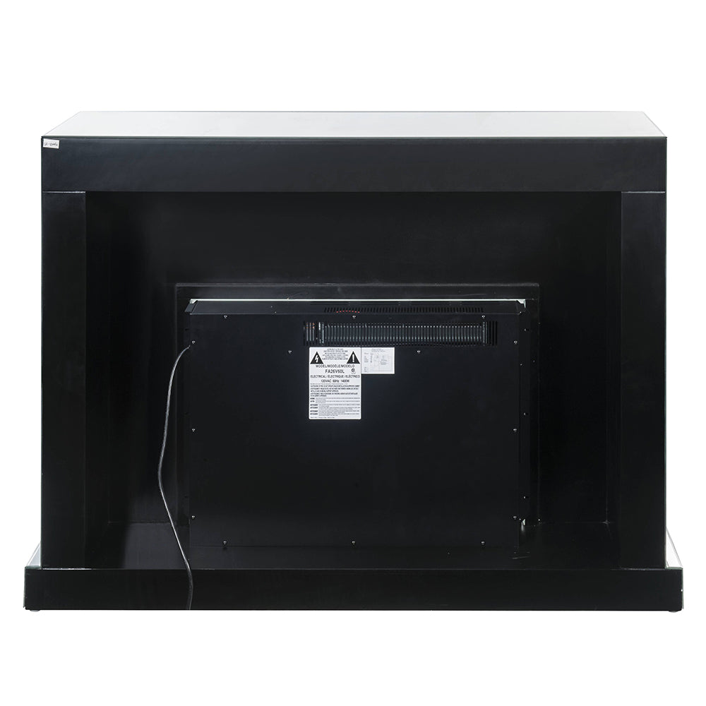 Noralie Mirrored & Faux Diamond Fireplace w / Insert (49" W) - Ornate Home