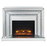 Noralie Mirrored & Faux Diamond Fireplace w / Insert (49" W) - Ornate Home