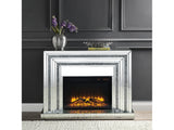 Noralie Mirrored & Faux Diamond Fireplace w / Insert (49" W) - Ornate Home