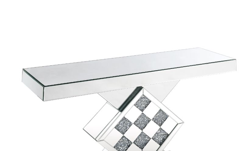 Noralie Mirrored/Faux Diamonds Console Table - Ornate Home