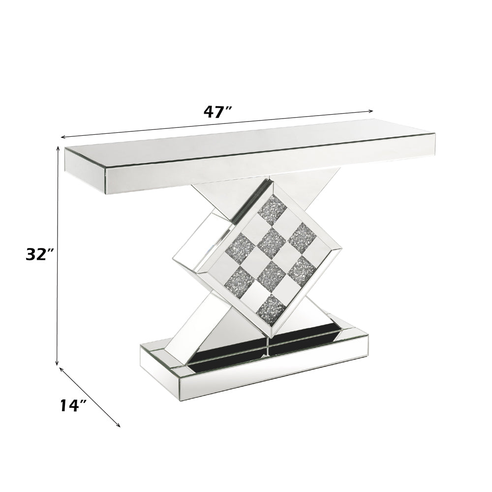 Noralie Mirrored/Faux Diamonds Console Table - Ornate Home