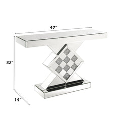 Noralie Mirrored/Faux Diamonds Console Table - Ornate Home