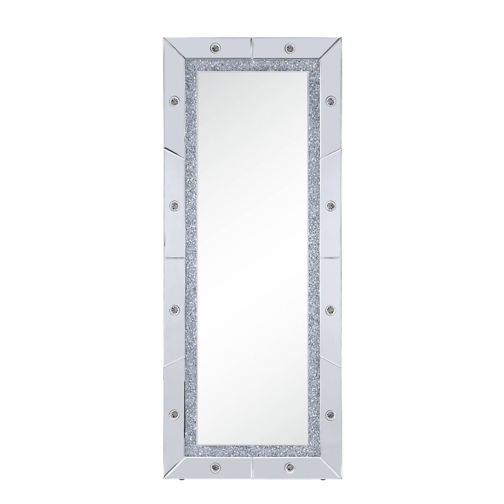 Noralie Mirrored/Faux Diamonds Rectangular Floor Mirror - Ornate Home