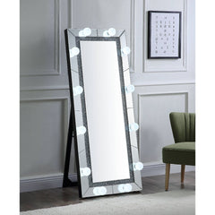 Noralie Mirrored/Faux Diamonds Rectangular Floor Mirror - Ornate Home