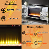 Noralie Mirrored & Faux Diamonds TV Stand w/ Fireplace Insert - Ornate Home