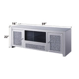 Noralie Mirrored & Faux Diamonds TV Stand w/ Storage - Ornate Home