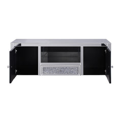 Noralie Mirrored & Faux Diamonds TV Stand w/ Storage - Ornate Home
