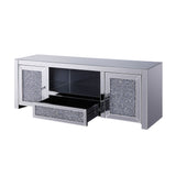 Noralie Mirrored & Faux Diamonds TV Stand w/ Storage - Ornate Home