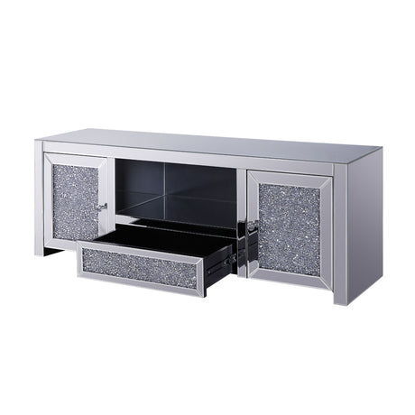 Noralie Mirrored & Faux Diamonds TV Stand w/ Storage - Ornate Home