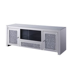 Noralie Mirrored & Faux Diamonds TV Stand w/ Storage - Ornate Home