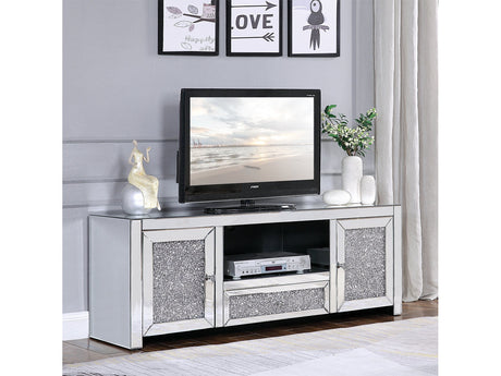 Noralie Mirrored & Faux Diamonds TV Stand w/ Storage - Ornate Home