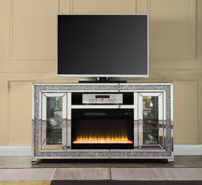 Noralie Mirrored/Faux Diamonds Tv Stand w/ Fireplace & Led - Ornate Home